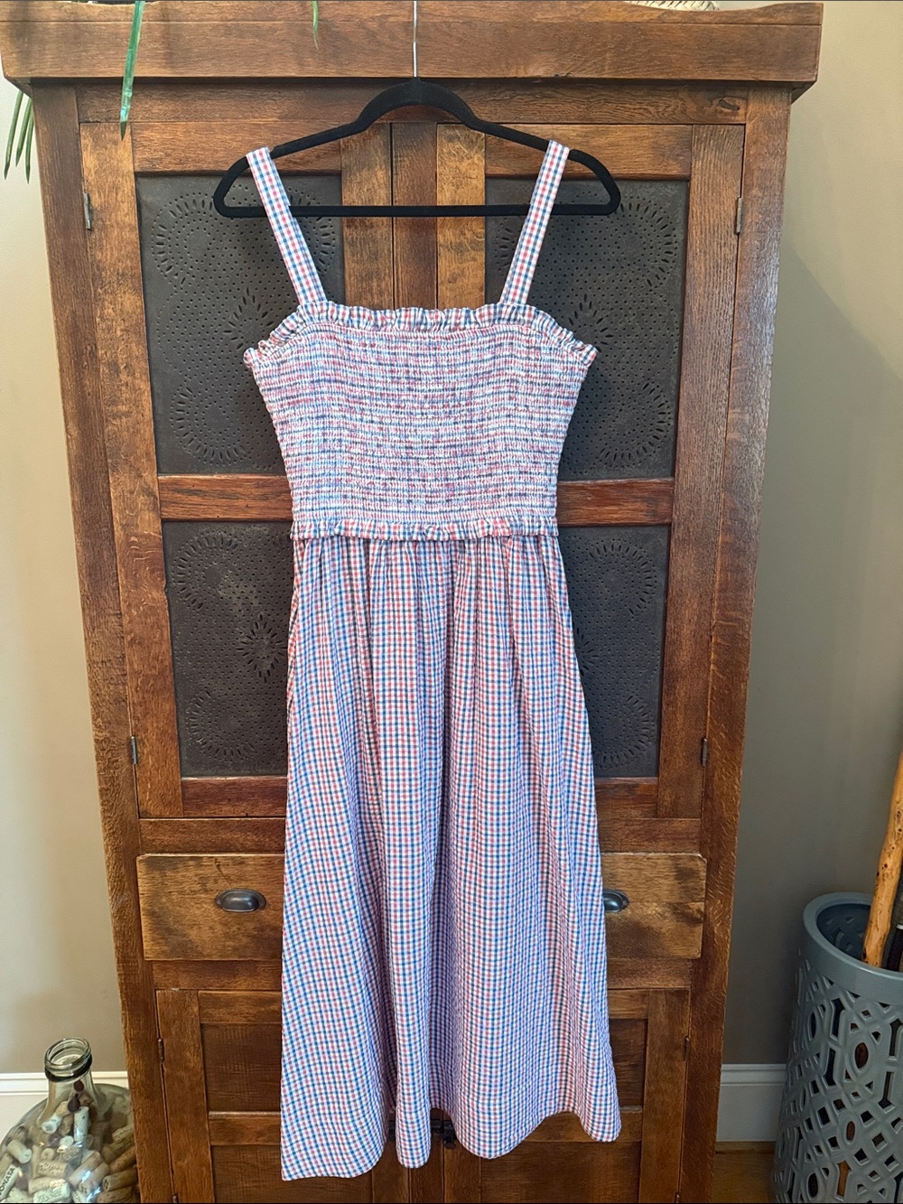 Vineyard Vines Red and Blue Gingham Smocked Sundress